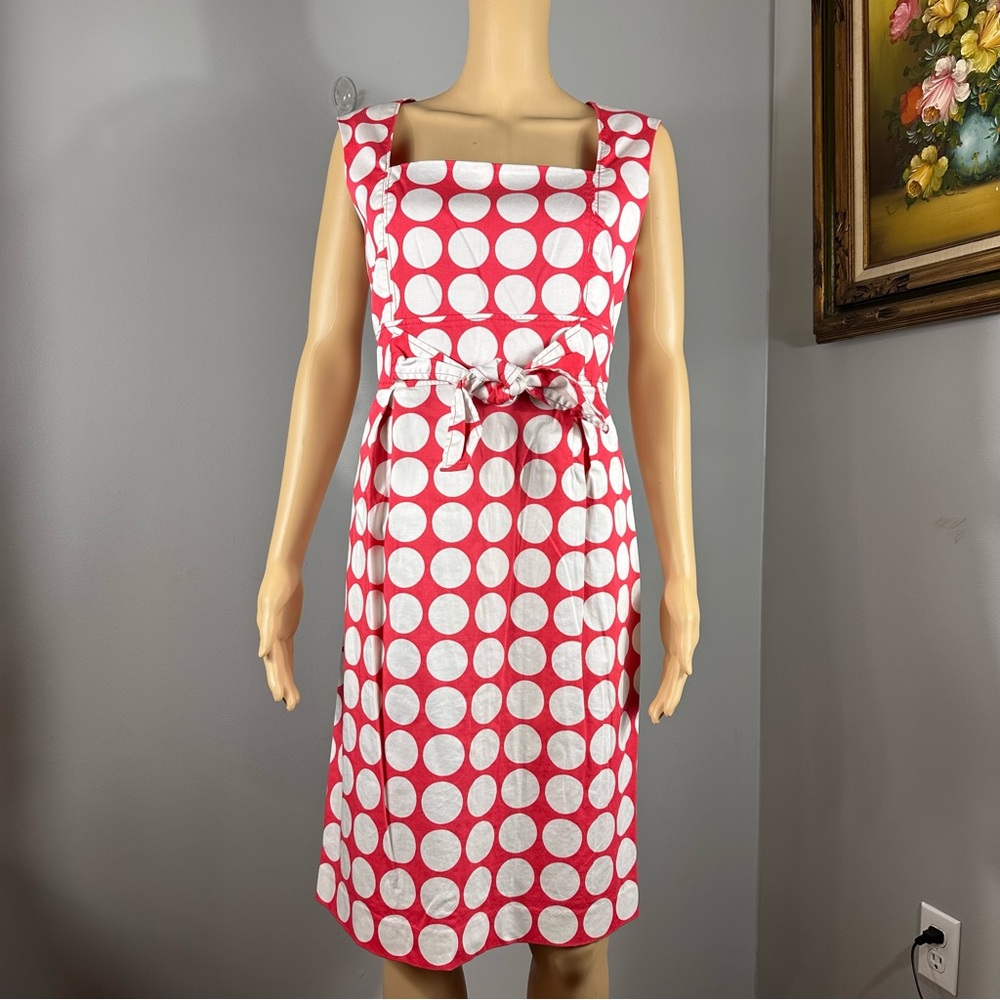 Kim Rogers Pink Poka Dot Square Neck Sleeveless Fit & Flare Dress Size 14